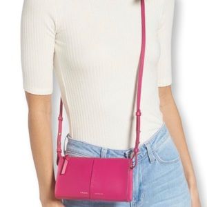 Frame Les Second Leather Crossbody Wallet Fuschia